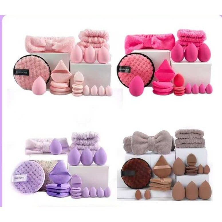 20 Pcs/set Profissional Rosto Tiaras, Laço, Pulseiras e Esponjas de Beleza em Oferta na Shopee