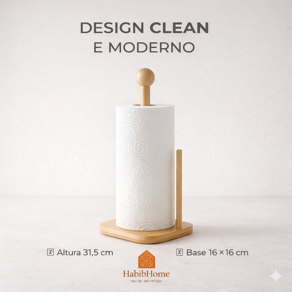 🧻 Porta Papel Toalha de Bambu Natural para Mesa | Design Elegante e Funcional