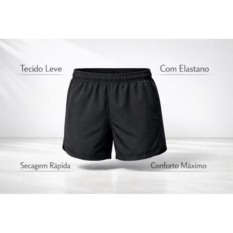 Short Treino Corrida Academia Bermuda Mauricinho Tactel Com Elastano Leve