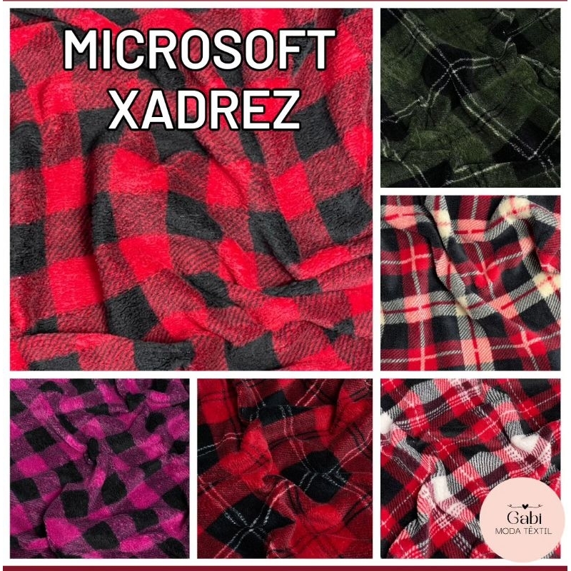 Tecido Microsoft Inverno Xadrez (1m x 1,60m) Lindo,Macio,Elegante