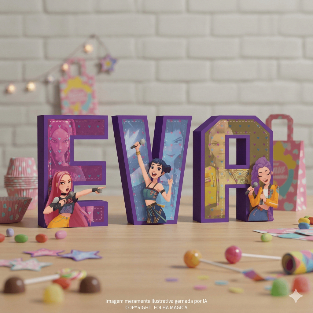 Número/Letra 3D | Guerreiras KPop Huntrix | Lembrancinhas | Festa | Aniversário | Personalizados