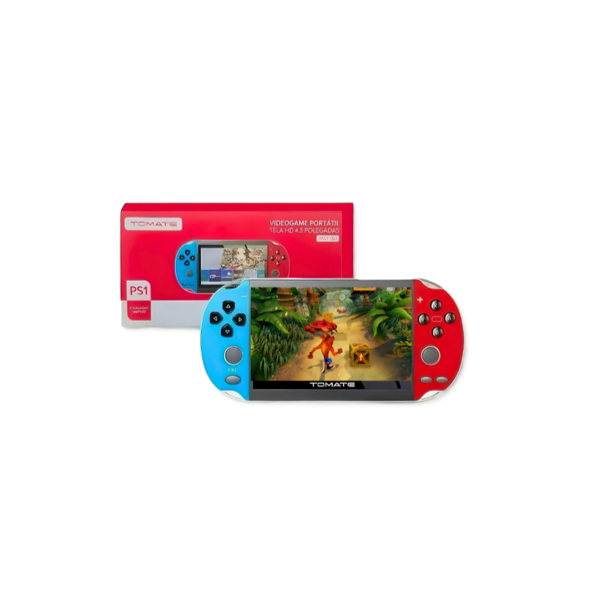 Vídeo Game Portátil MAY-032 10 Mil Jogos RETRÔ Roda PS1 Tomate