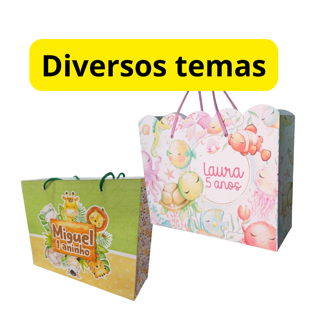 10 Sacolinhas G Diversos temas Personalizada – Lembrancinha/ bolsinhas mimos Festa Infantil em Oferta na Shopee