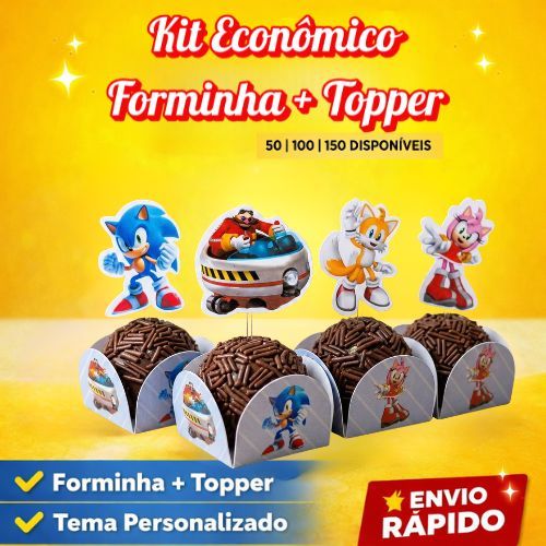 Kit Forminhas para doces + Topper SONIC/Festa/FAZEMOS TODOS OS TEMAS/lembrancinha/decoração/personalizado/aniversario