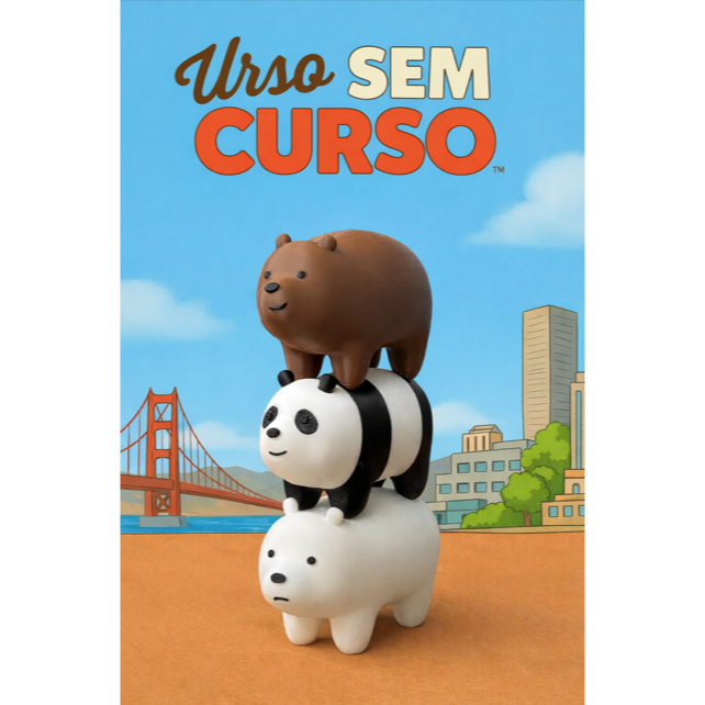 🐻 Kit Ursos Sem Curso – Impressão 3D | Decoração e Colecionável Panda, Polar e Pardo