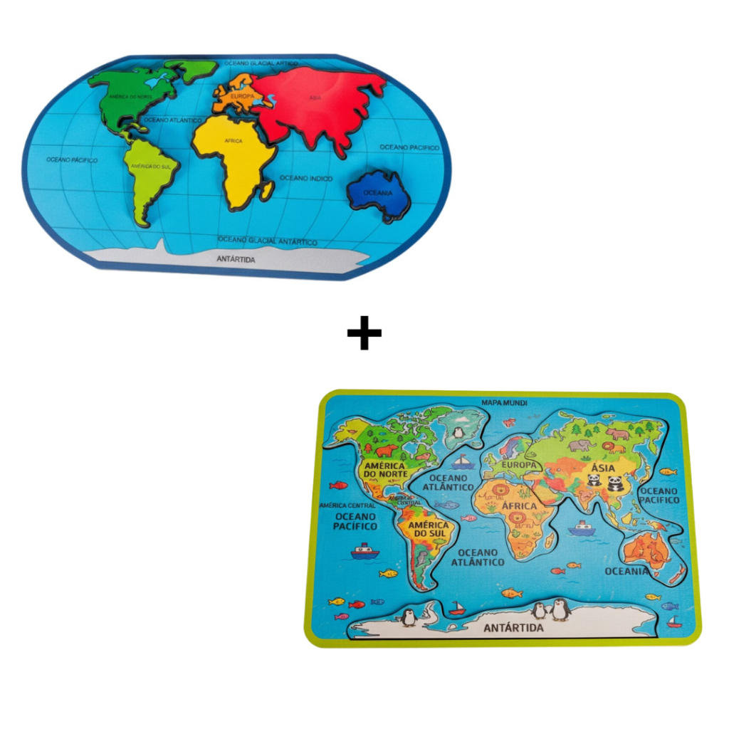 Kit Jogos Mapa Mundi Infantil Educativo – Continentes + Mapa Ilustrado | Decoração e Aprendizado em Oferta na Shopee