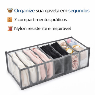 Organizador De Gaveta Colmeia Organizadora Roupas Íntimas Meias Divisórias Gaveta Nylon 7 Bolsos