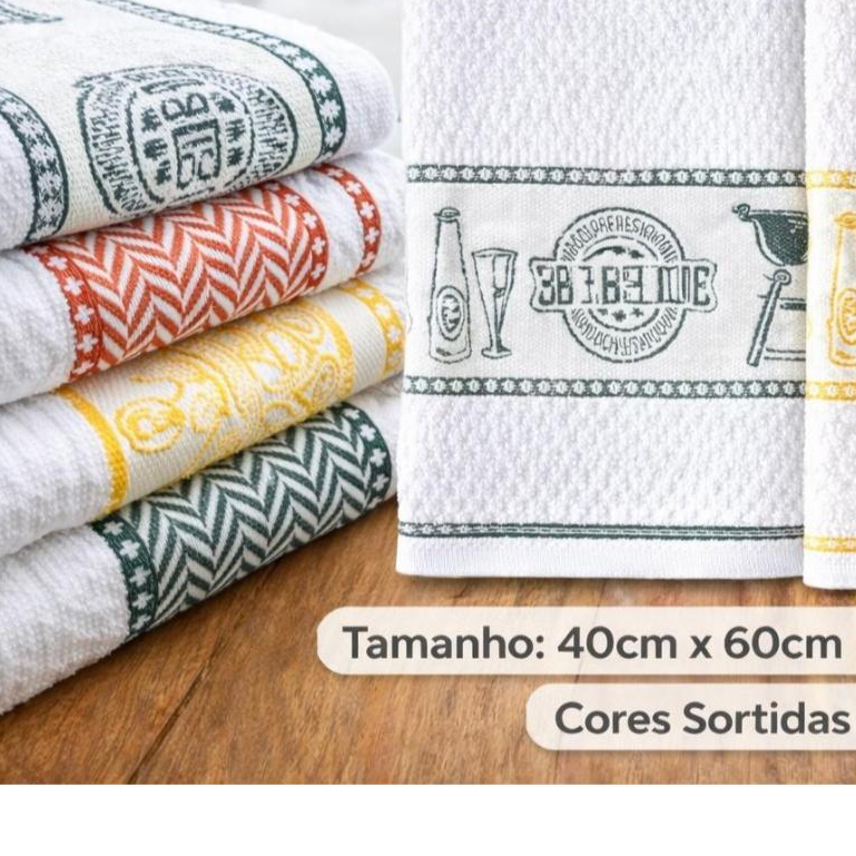 Kit Pano De Prato Branco Atoalhado 4 Peças Pano de Prato Cozinha 100% Algodão