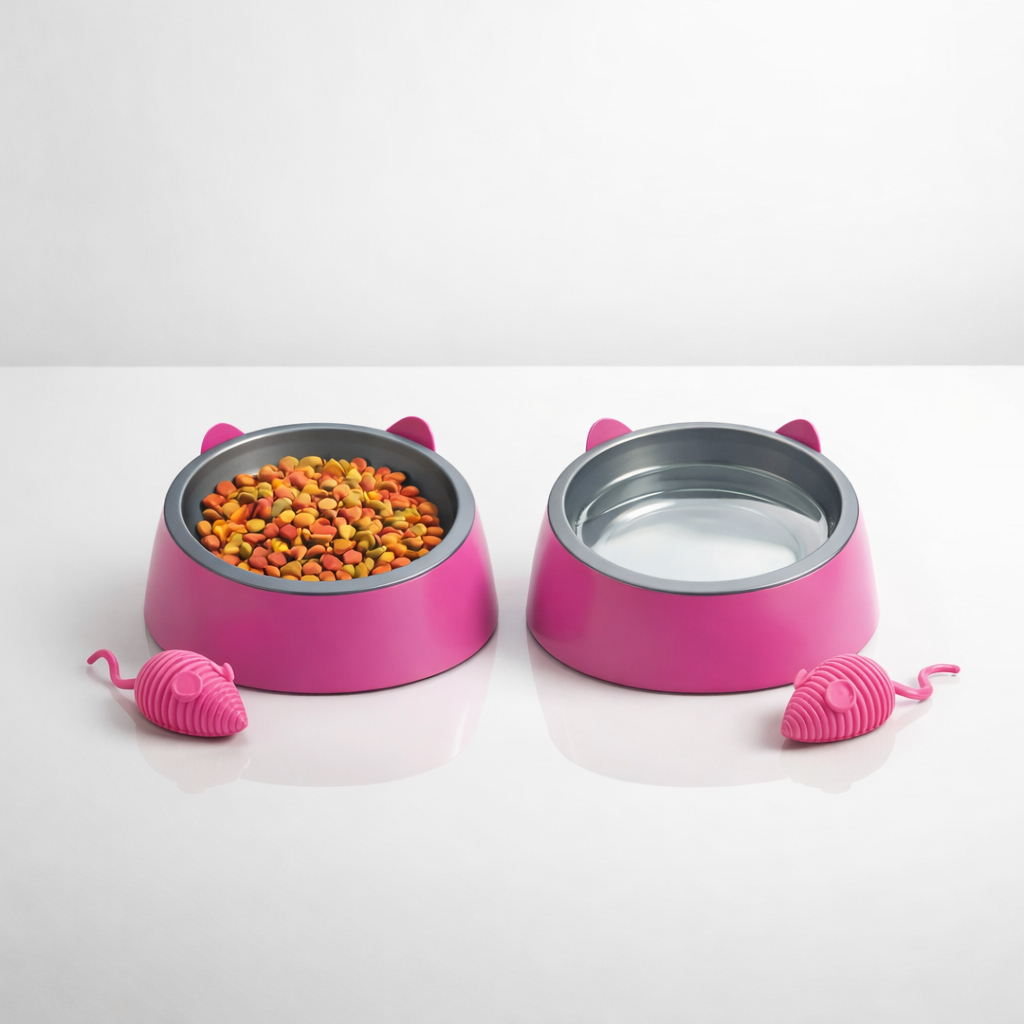 COMEDOURO E BEBEDOURO PARA GATOS ADUTOS E FILHOTES ERGONOMICO COM TIGELA E COMEDOURO ALTO