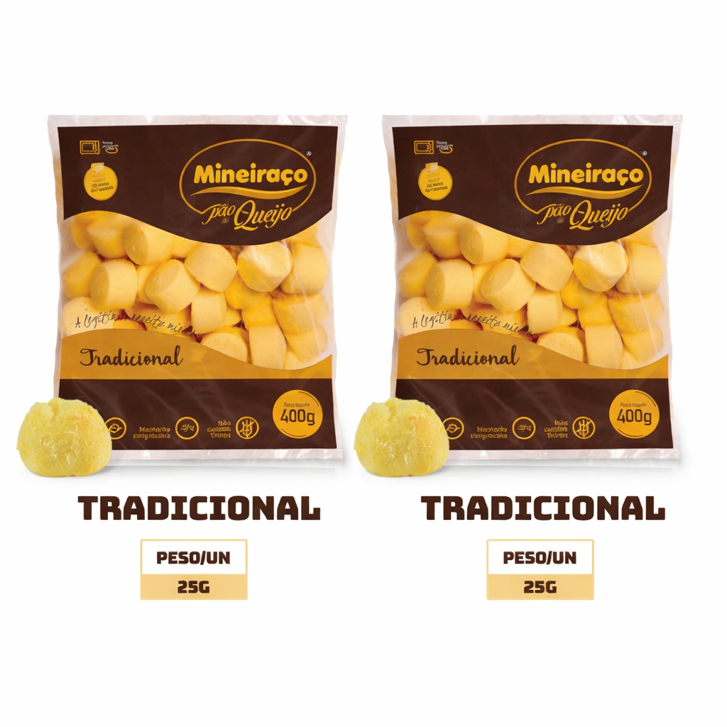 Mineiraço Pão de Queijo Tradicional Congelado KIT 2 x 400g (800g)