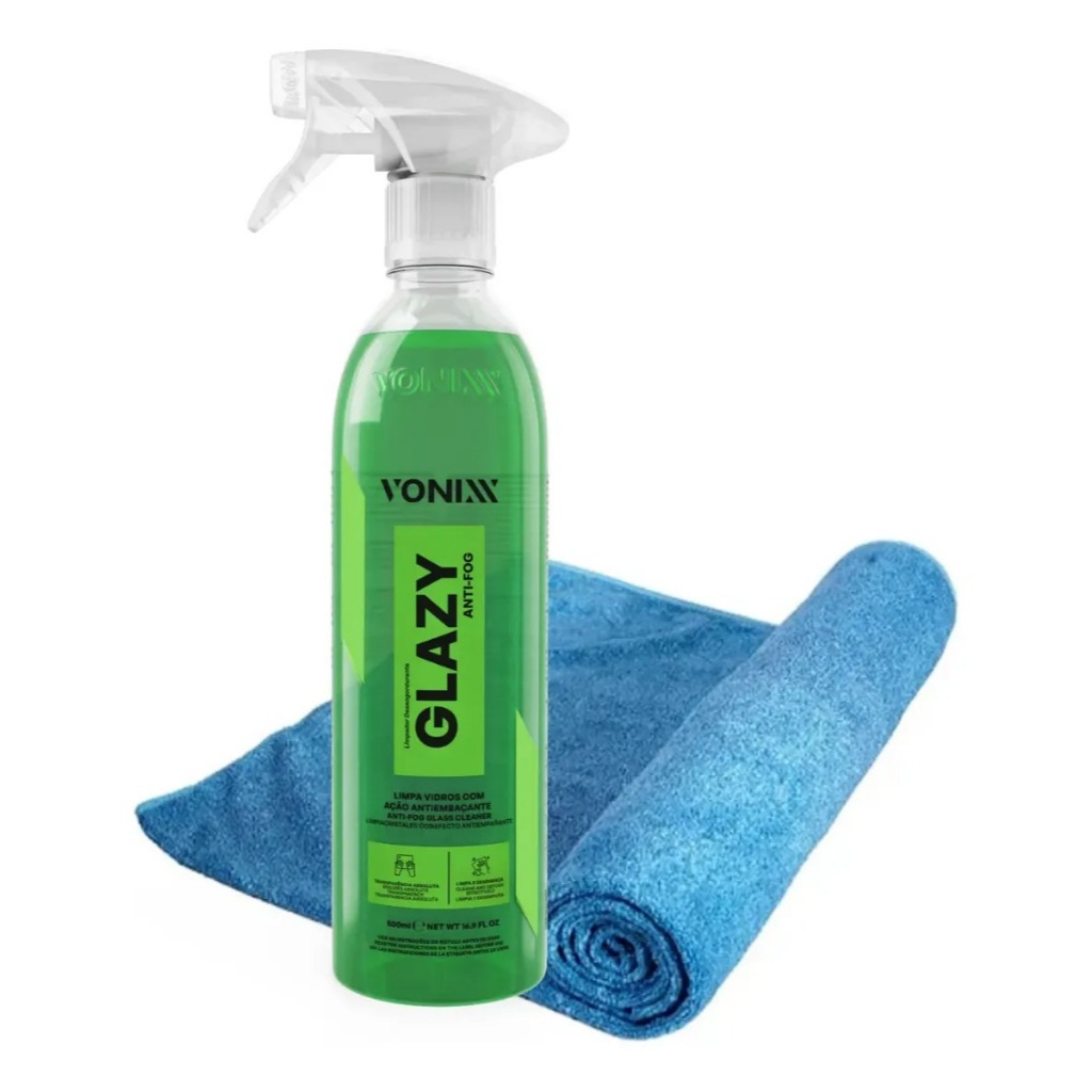 Glazy Anti Fog 500ml Anti Embacante Vidros Vonixx + Pano Microfibra em Oferta na Shopee