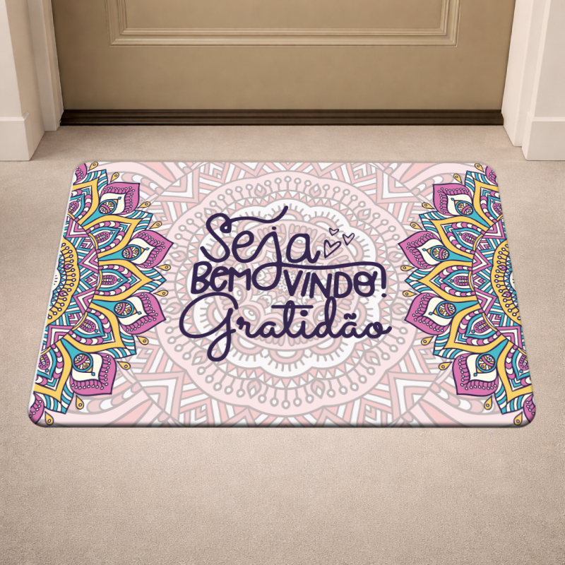 Tapete de Entrada para Porta de Casa Antiderrapante Rosa Gratidão - Envio Rápido em Oferta na Shopee