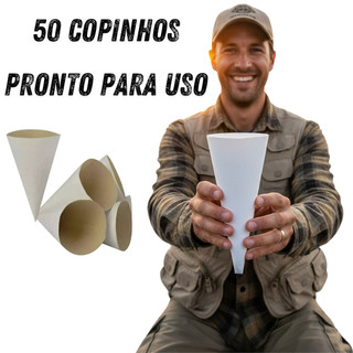 Copinho Copo De Papel Para Pesca 18cm Biodegradável 50 Unidades Piapara Piau Pacu