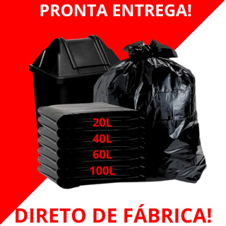 Saco de Lixo Preto Resistente 20L 40L 60L 100L Reforçado Cozinha Banheiro em Oferta na Shopee