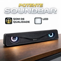 Caixa de Som Soundbar Gamer USB com LED RGB para PC, Notebook e TV