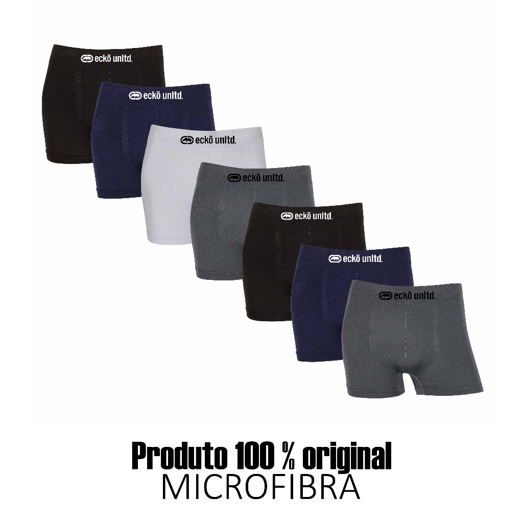 Kit 3 ou 7 cuecas boxer Ecko Sem Costura em Microfibra