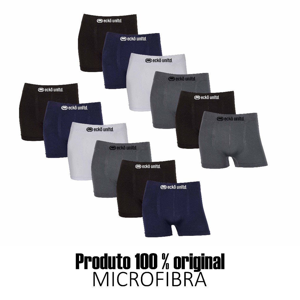 Kit 6 ou 12 cuecas boxer Ecko Sem Costura em Microfibra