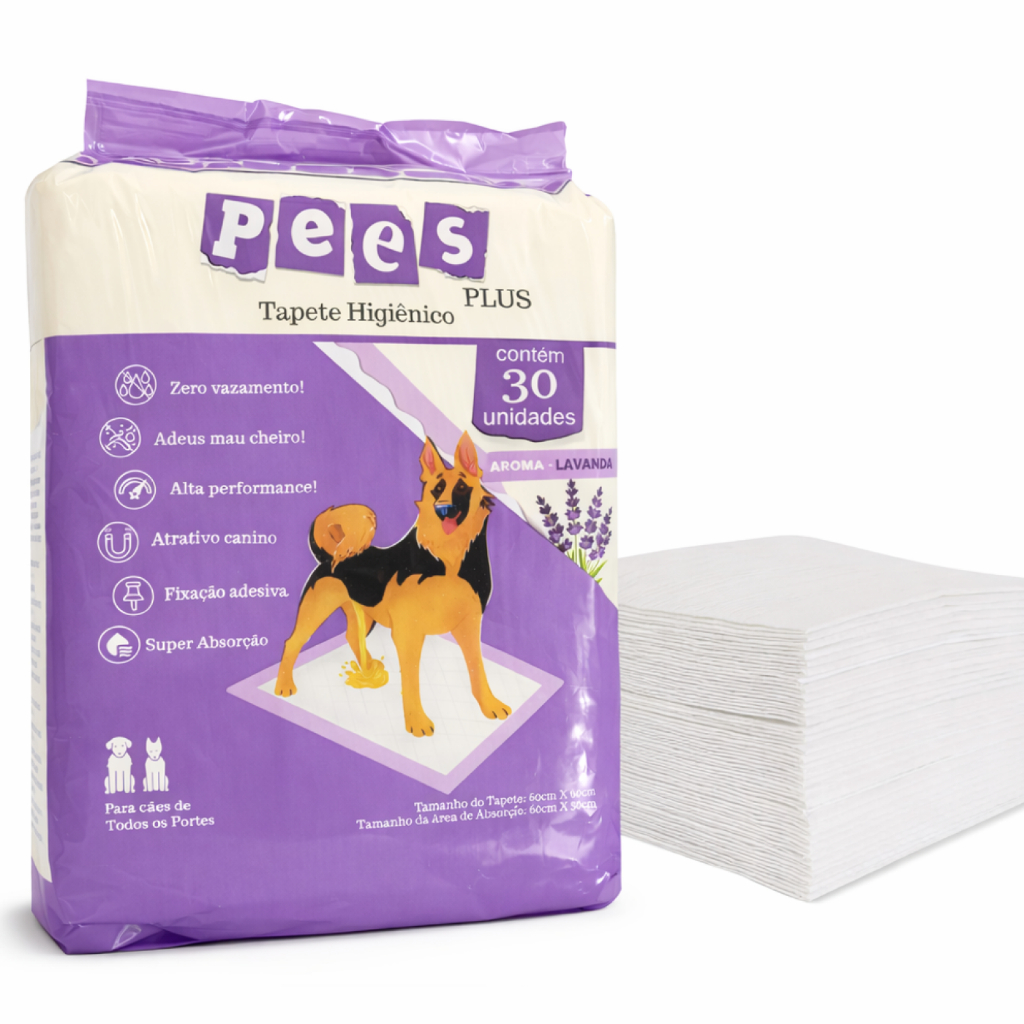 Tapete Higiênico para Cães Pees Plus Lavanda 30 Un 80x60cm em Oferta na Shopee