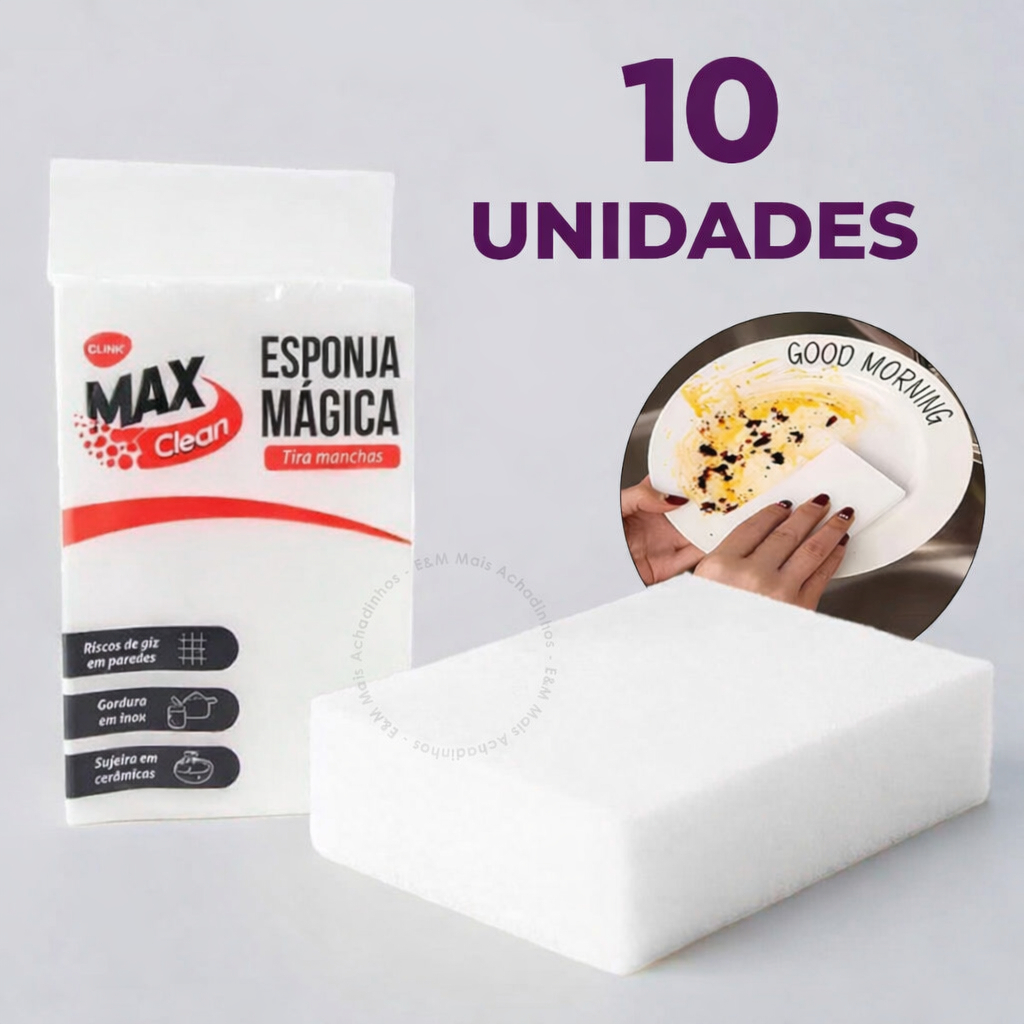 Kit 10 Esponja Mágica Branca Melamina Bucha Tira Mancha Limpeza Desengordura Max Clean Kit 10 Esponja Mágica Branca Melamina Bucha Tira Mancha Limpeza Desengordura Max Clean