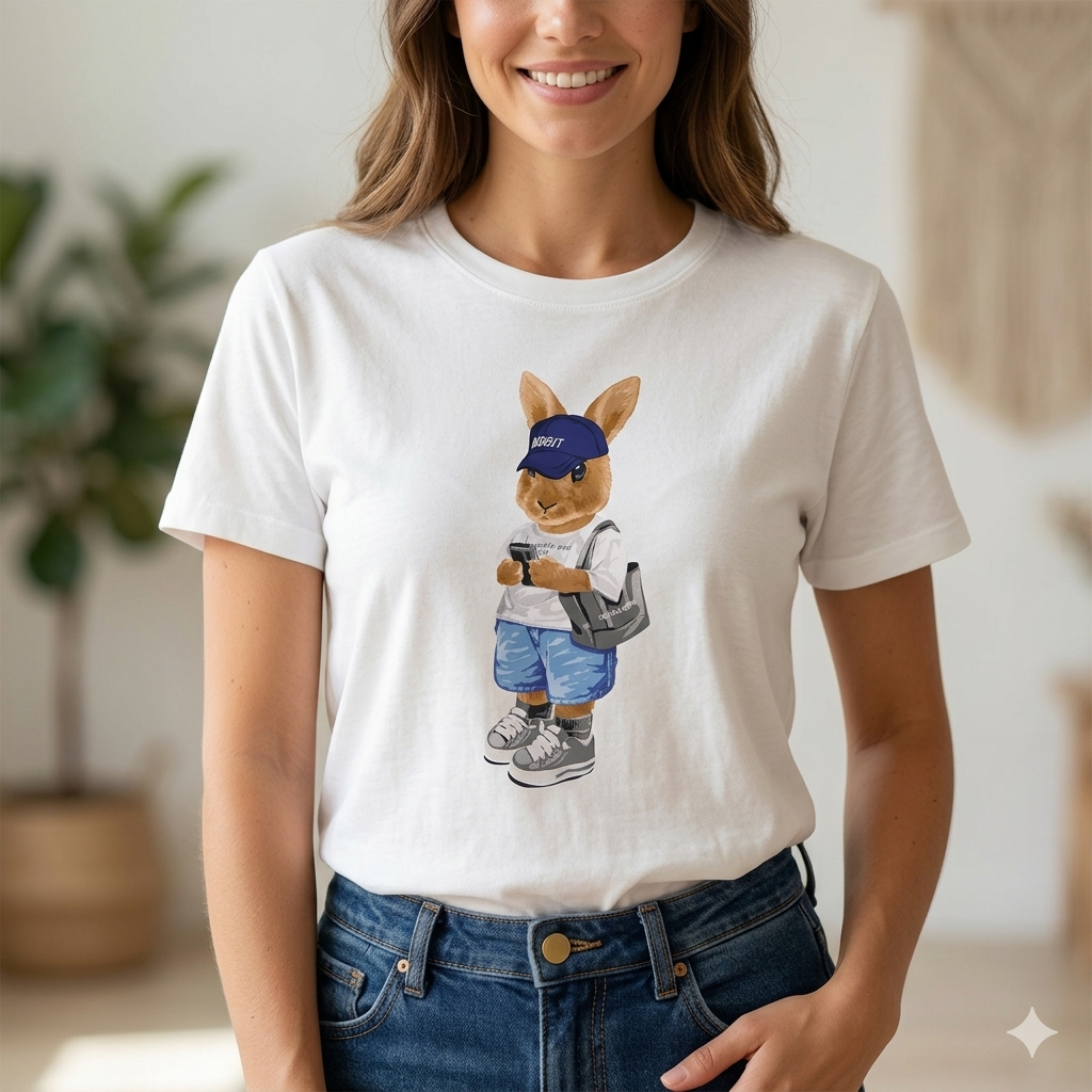 Camiseta Coelho Blusa Unissex Estilosa Algodão Lançamento Streetwear Moderna Infantil, Juvenil e Adulto G1 ao G5