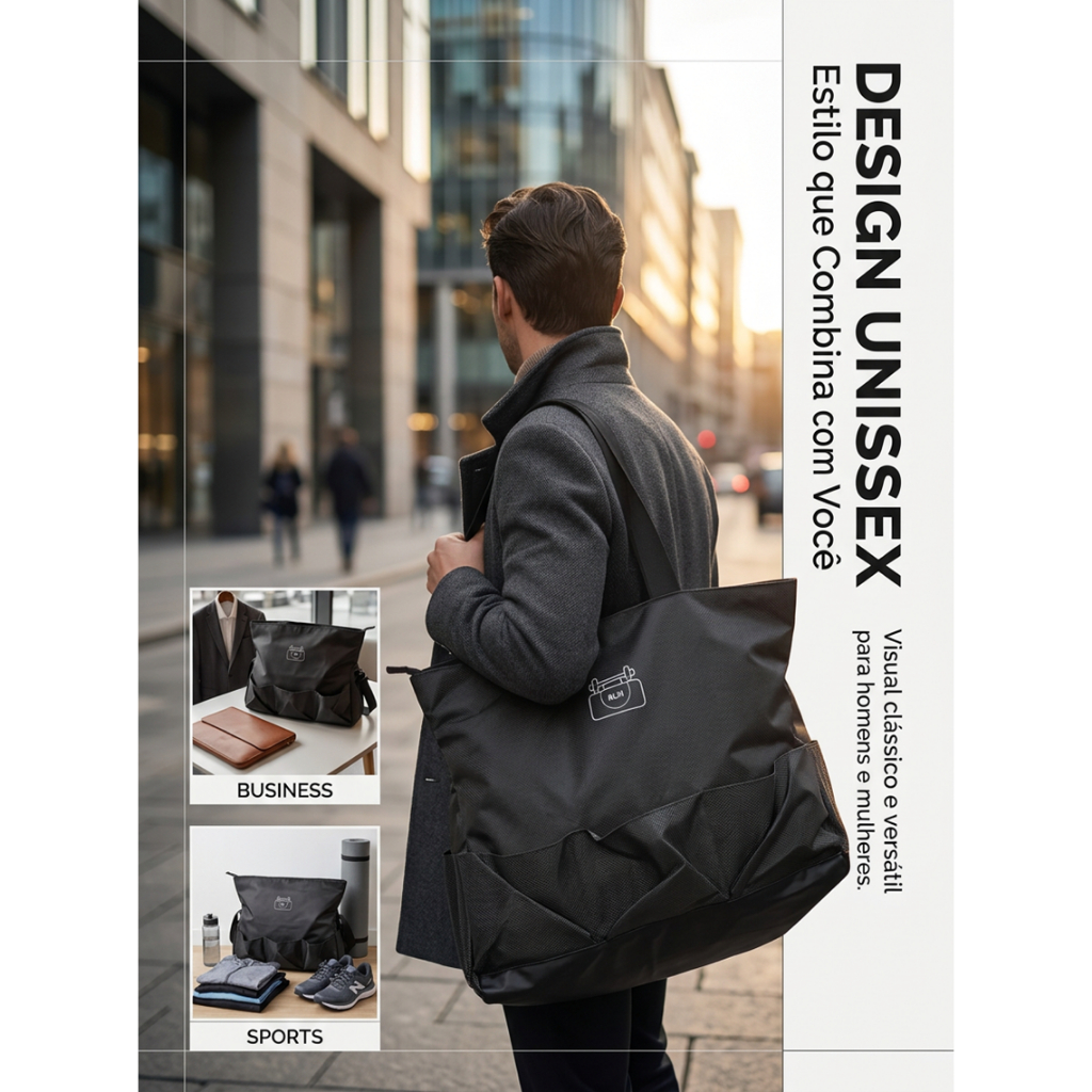 Bolsa de Viagem Multifuncional Grande Academia e Lazer Impermeável com Alça Removível RLXI