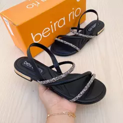 Sandália Rasteirinha Feminina Beira Rio Brilho Confortável Moda Verão