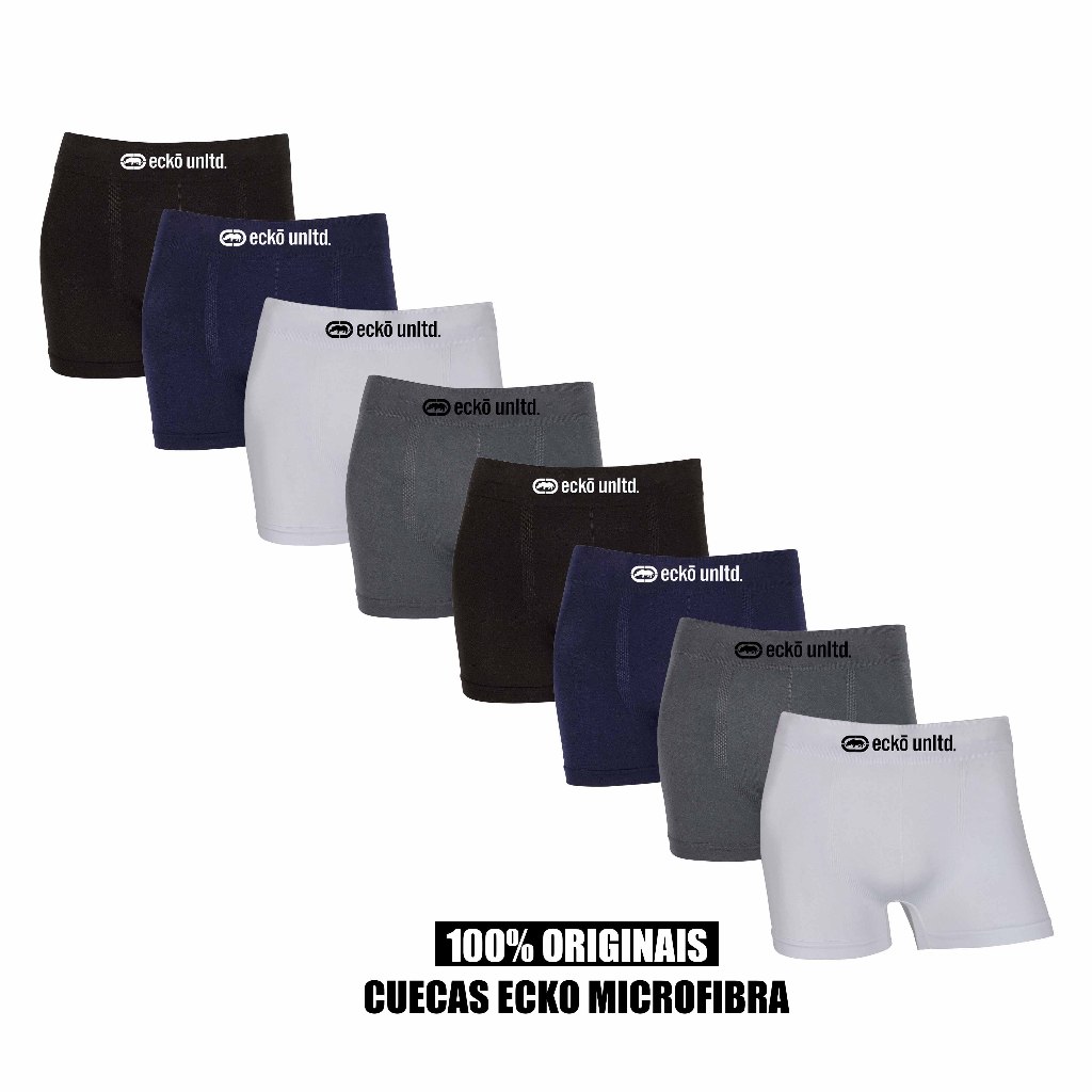Kit 4 ou 8 cuecas boxer Ecko Original Microfibra
