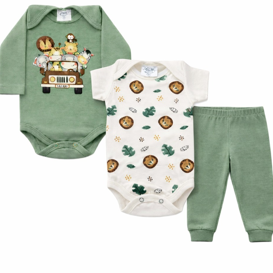 Kit Body Bebê 3 Peças Menina Ou Menino roupas para bebê Conjunto de Bebê