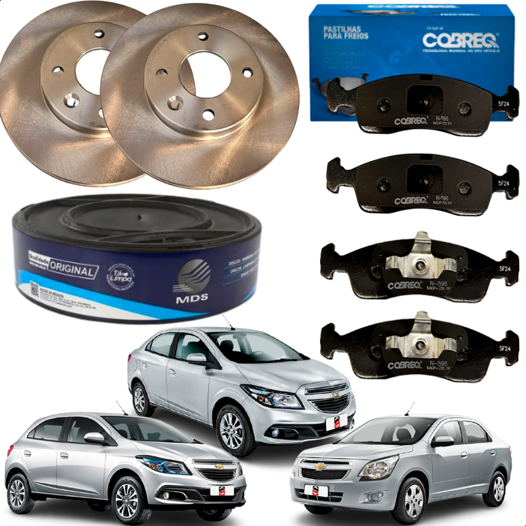 Kit Disco Pastilha Freio Dianteiro Chevrolet GM Onix Cobalt Prisma 1.4 2019