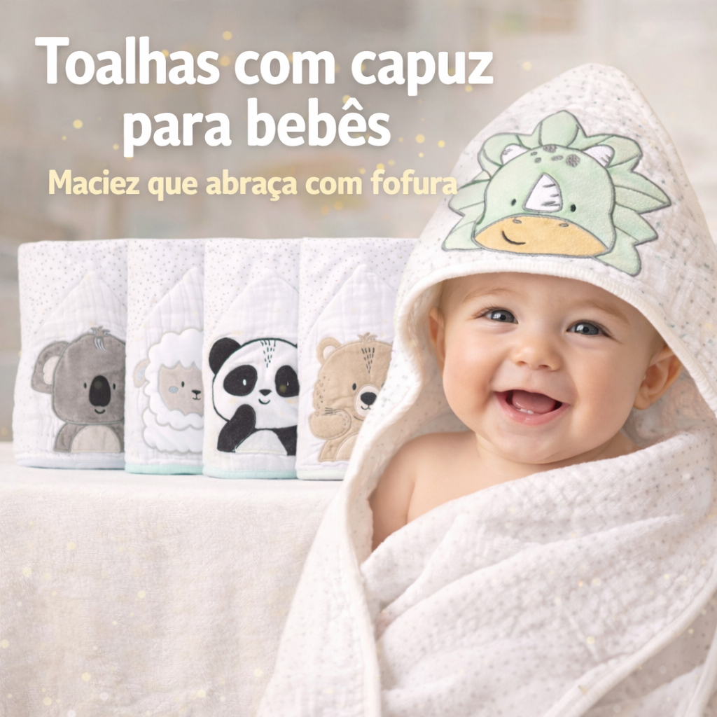 TOALHA DE BANHO SOFT PAPI FRIENDS C/CAPUZ BORD 90cmX75cm 1 UND
