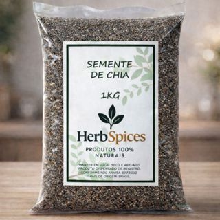 Semente de Chia 1kg e 500g Natural Sem Glúten | Rica em Fibras, Ômega 3 e Proteínas Alta Qualidade Premium Herbspices em Oferta na Shopee