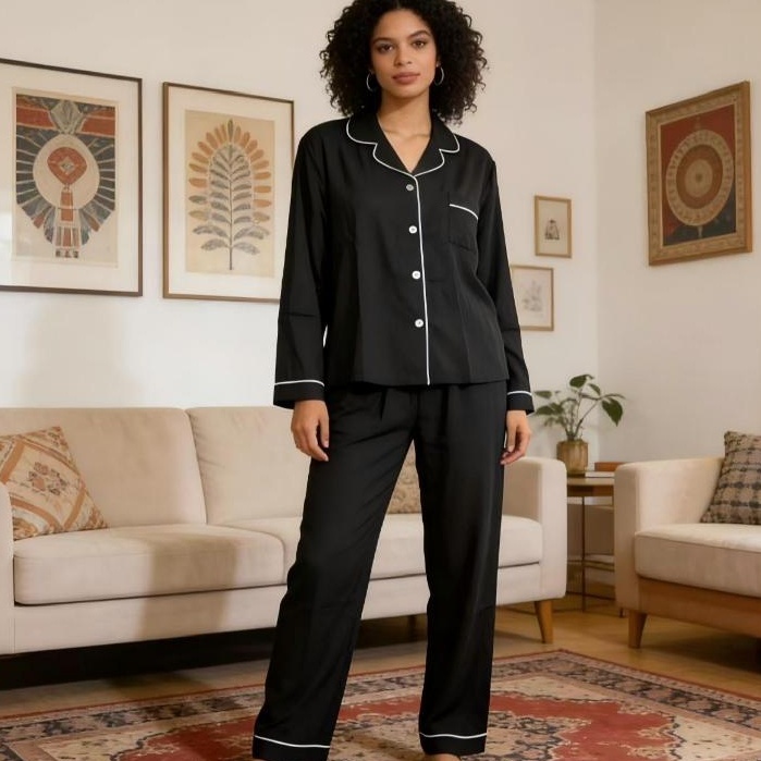 Pijama Casal Unissex Confortável Liso para Dormir Longos em Oferta na Shopee