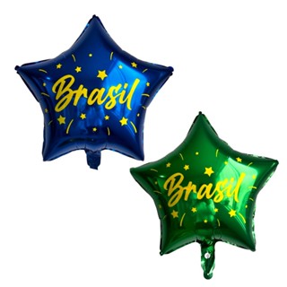 Kit c/8 Misto Balão Metalizado Estrela Brasil 45cm Copa do Mundo Decoração Enfeite Festa em Oferta na Shopee