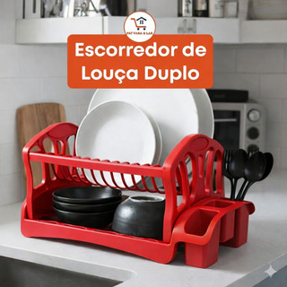 Escorredor Duplo Multifuncional Organizador Secador Louça  Talheres Compacto Prático  Coz…