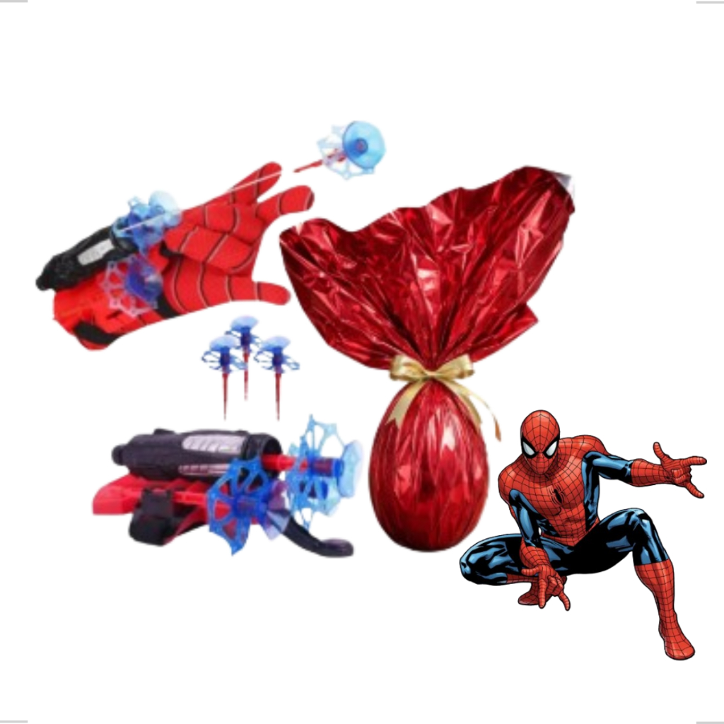 Ovo De Páscoa Homem Aranha 250g Chocolate Ao Leite + Luva Lançador Teia Brinquedo Infantil Presente