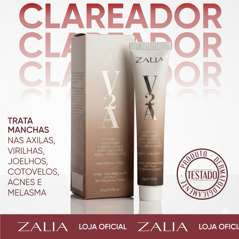 Hidratante Clareador V2A – Clareia Virilha, Ânus, Axilas, Joelhos, Cotovelos e Pescoço | Niacinamida em Oferta na Shopee