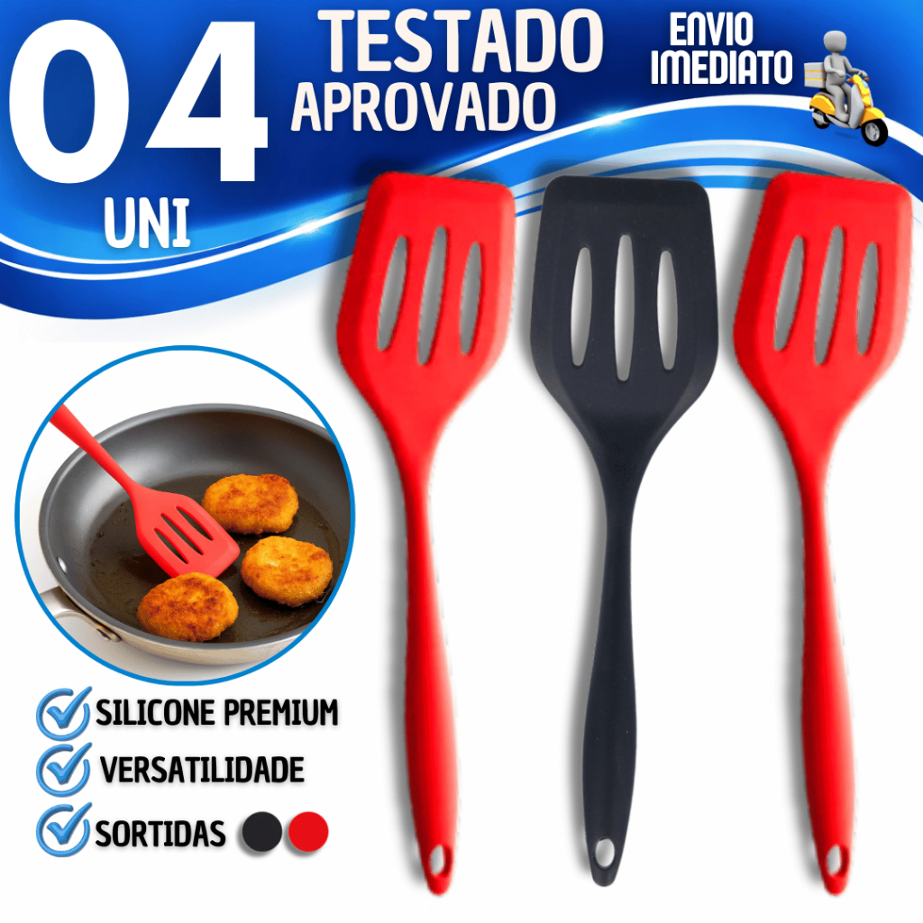 Espátula de Silicone Vazada 28,8Cm Resistente ao Calor Utensílio para Panela Antiaderente