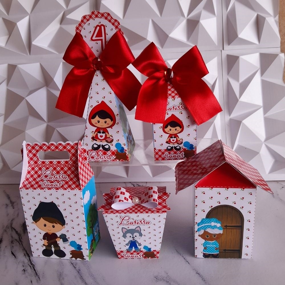Kit Caixa chapelzinho vermelho Personalizada, lembrancinha de festa / aniversario