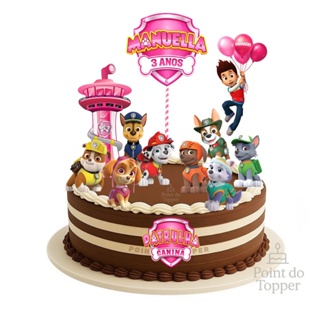 Topo de Bolo Patrulha Canina Rosa Topper Personalizado Nome e Idade Para Meninas Aniversário Mêsversário em Oferta na Shopee