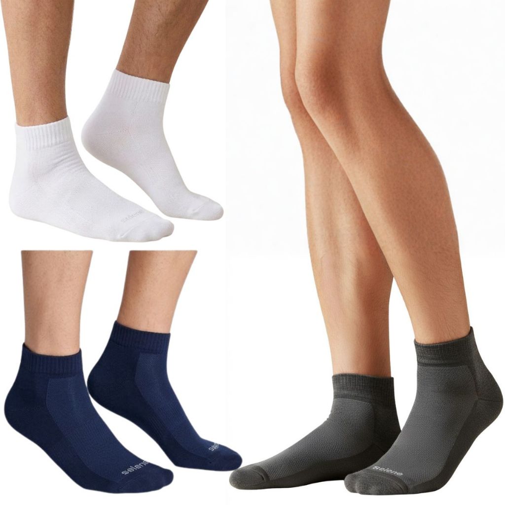 Kit 3 Pares Meia Cano Curto Masculino Esporte Selene Original Algodão Dia a Dia