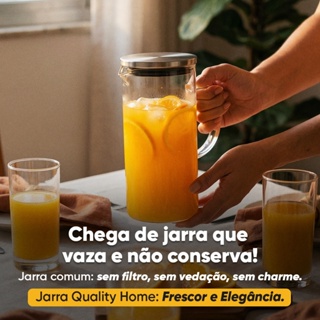 Jarra De Vidro Com Tampa Inox Borossilicato 1 Litro em Oferta na Shopee