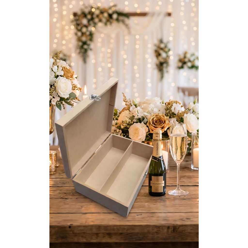 Caixa Mini Chandon Mdf Com Dobradiça 25x18x9 Cm Noivos