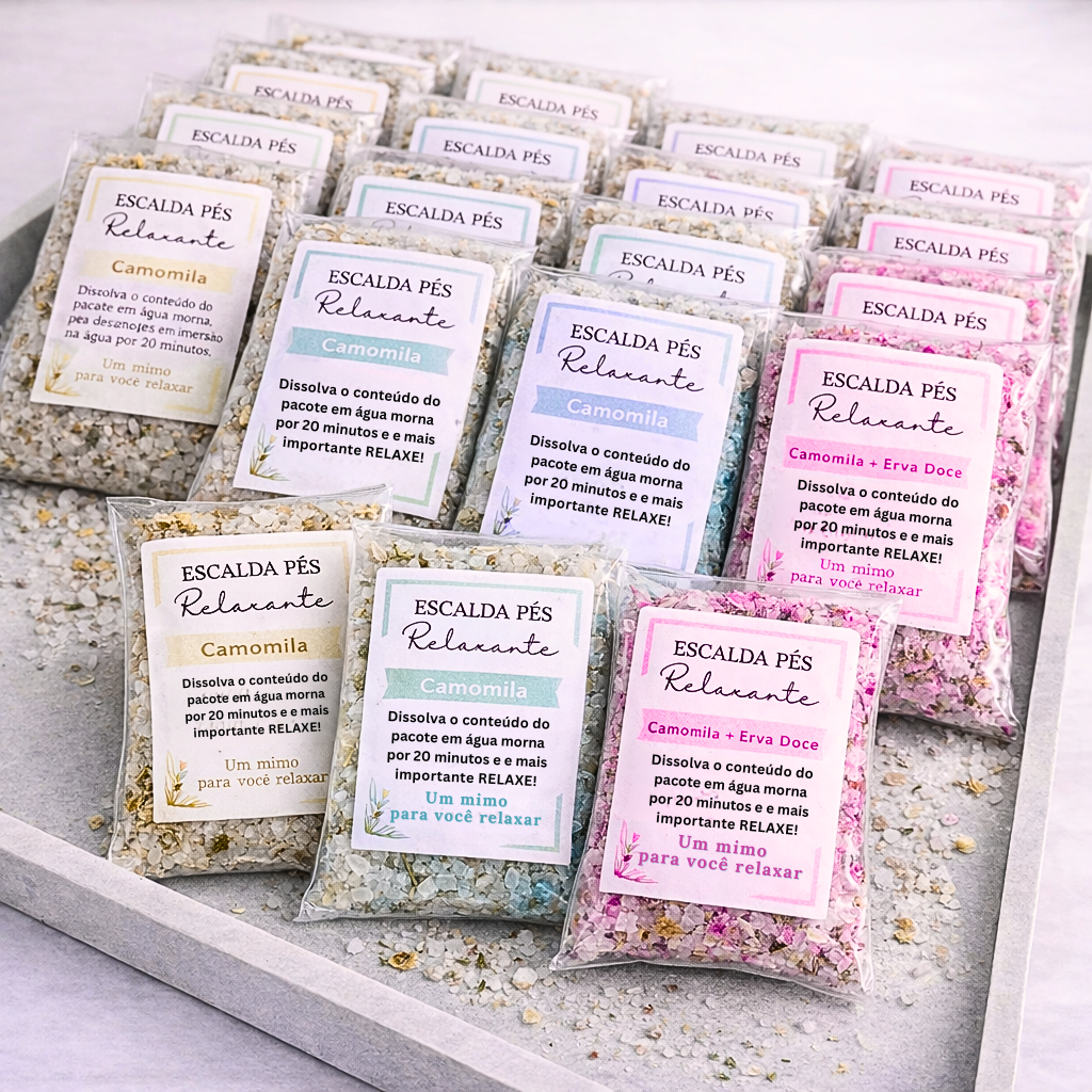 30 Escalda Pés Natural e Artesanal - SPA de pés relaxante Mimo Lembrancinha para clientes saquinhos Envio Rapido
