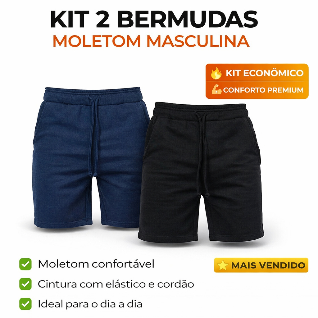 Kit 2 de Bermuda de Moletom Premium
