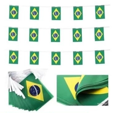 Bandeirinhas do Brasil Copa Do Mundo Decoração Cordão Torcida Brasileira Verde Amarela Seleção Festa
