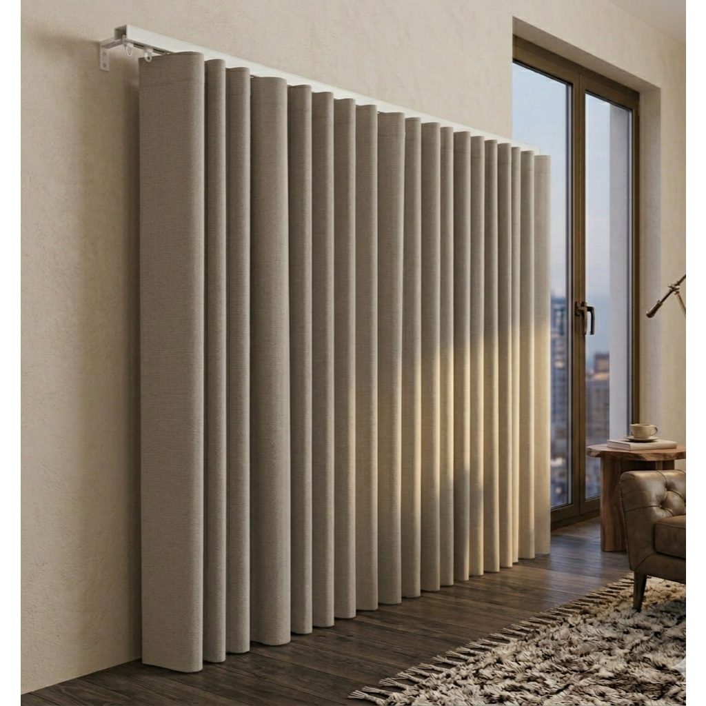 Cortina Trilho Suíço 3,00x2,80 Blackout Tecido Corta Luz em Oferta na Shopee