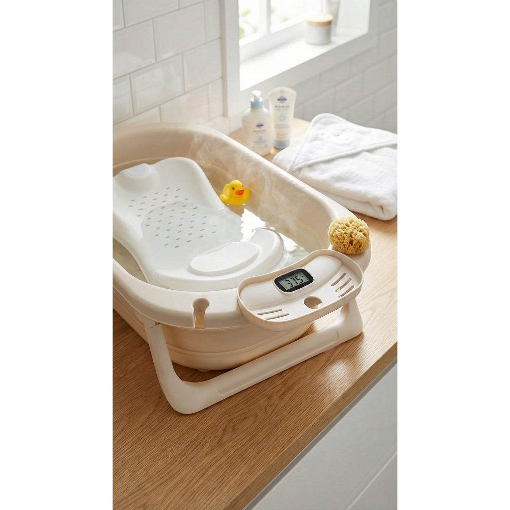 Banheira Dobrável Bebê 36L Silicone Compacta Portátil para Banheiro