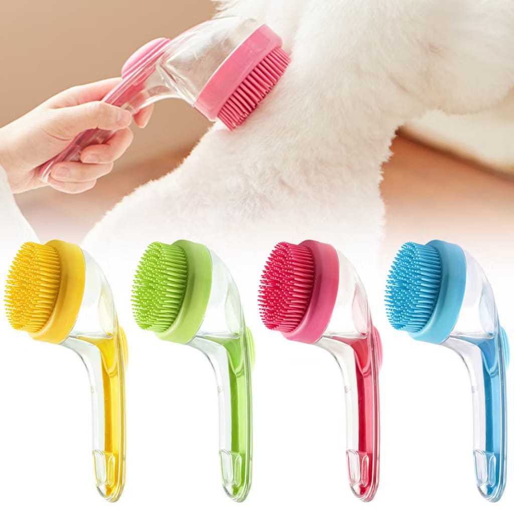 Escova de Banho para Cães e Gatos com dispenser para Shampoo – Cerdas de Silicone em Oferta na Shopee