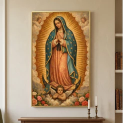 Quadro Decorativo Imagem Santa Nossa Senhora de Guadalupe Devoção Frei Gilson Santo Terço 1 Peça