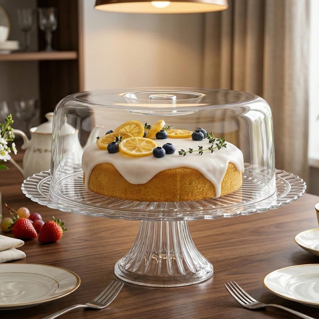 Ruvolo - Boleira de Vidro New Gourmet com Pé e Tampa 32cm - Prato para Bolo